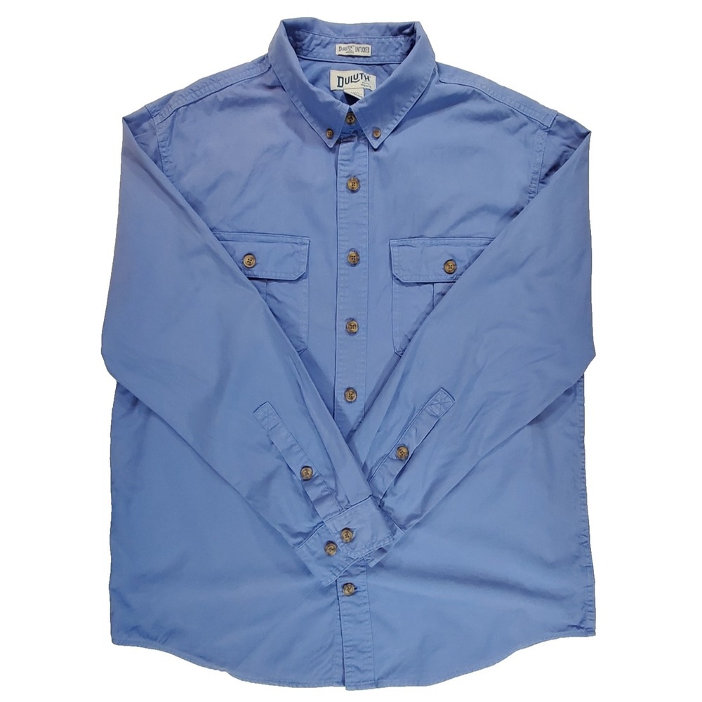 Duluth‎ Trading Co. Untucked Relaxed Fit Button Down Shirt Mens L Tall Blue